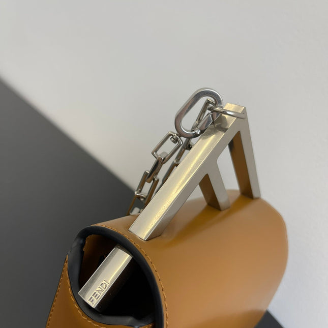 FENDI MINI FIRST SIGHT 13 BAG IN COPPER BROWN CALFSKIN WITH SILVER HARDWARE
