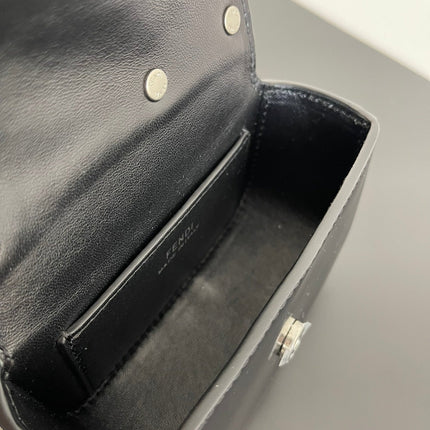 FENDI MINI FIRST SIGHT 13 BAG IN BLACK CALFSKIN WITH SILVER HARDWARE