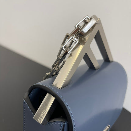 FENDI MINI FIRST SIGHT 13 BAG IN PIGEON BLUE CALFSKIN WITH SILVER HARDWARE