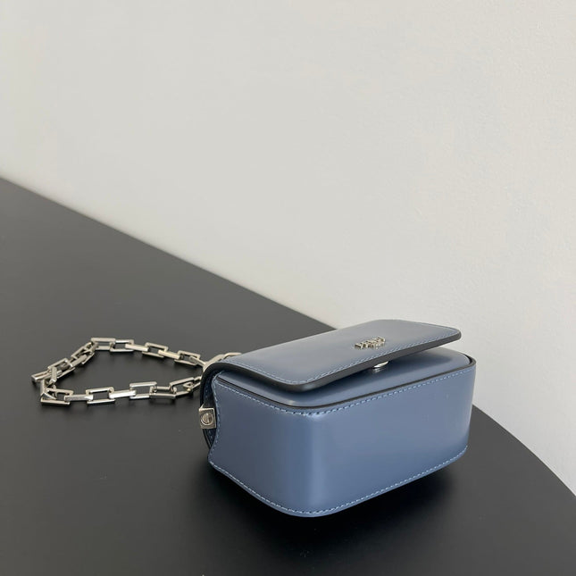 FENDI MINI FIRST SIGHT 13 BAG IN PIGEON BLUE CALFSKIN WITH SILVER HARDWARE