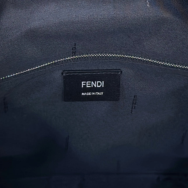 FENDI STRIKE 41 MEDIUM FF BLACK JACQUARD FABRIC BACKPACK