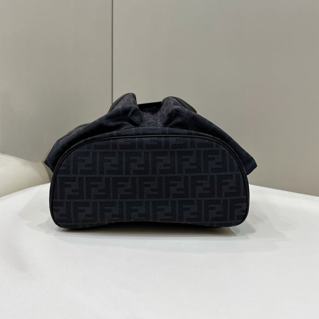 FENDI STRIKE 41 MEDIUM FF BLACK JACQUARD FABRIC BACKPACK