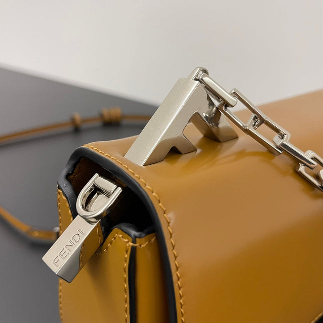 FENDI MINI FIRST SIGHT 23 BAG IN COPPER BROWN CALFSKIN WITH SILVER HARDWARE