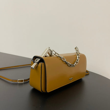FENDI MINI FIRST SIGHT 23 BAG IN COPPER BROWN CALFSKIN WITH SILVER HARDWARE