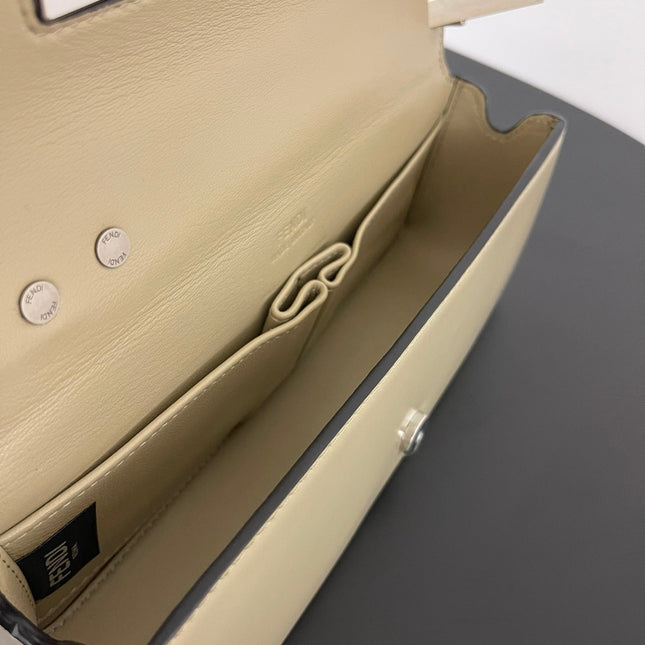 FENDI MINI FIRST SIGHT 23 BAG IN ECRU BROWN CALFSKIN WITH SILVER HARDWARE