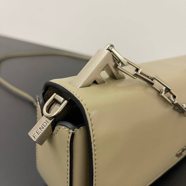 FENDI MINI FIRST SIGHT 23 BAG IN ECRU BROWN CALFSKIN WITH SILVER HARDWARE