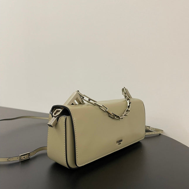 FENDI MINI FIRST SIGHT 23 BAG IN ECRU BROWN CALFSKIN WITH SILVER HARDWARE