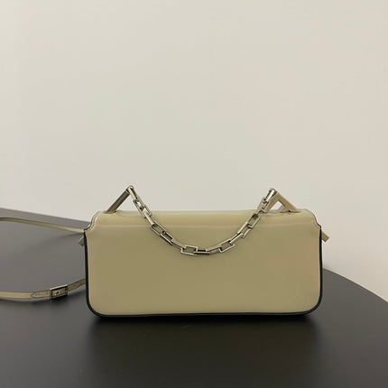 FENDI MINI FIRST SIGHT 23 BAG IN ECRU BROWN CALFSKIN WITH SILVER HARDWARE