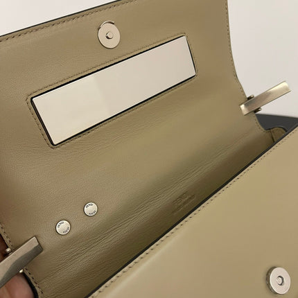 FENDI MINI FIRST SIGHT 23 BAG IN ECRU BROWN CALFSKIN WITH SILVER HARDWARE