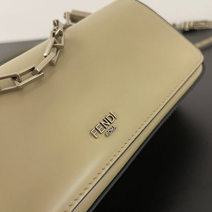 FENDI MINI FIRST SIGHT 23 BAG IN ECRU BROWN CALFSKIN WITH SILVER HARDWARE