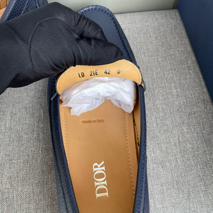 CD JUAL ICON BUCKLE LOAFER NAVY GRAINED CALFSKIN