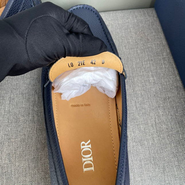 CD JUAL ICON BUCKLE LOAFER NAVY GRAINED CALFSKIN