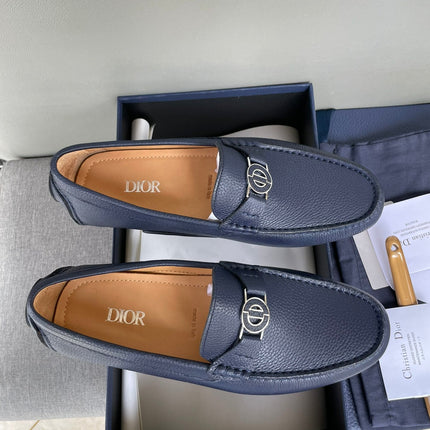 CD JUAL ICON BUCKLE LOAFER NAVY GRAINED CALFSKIN