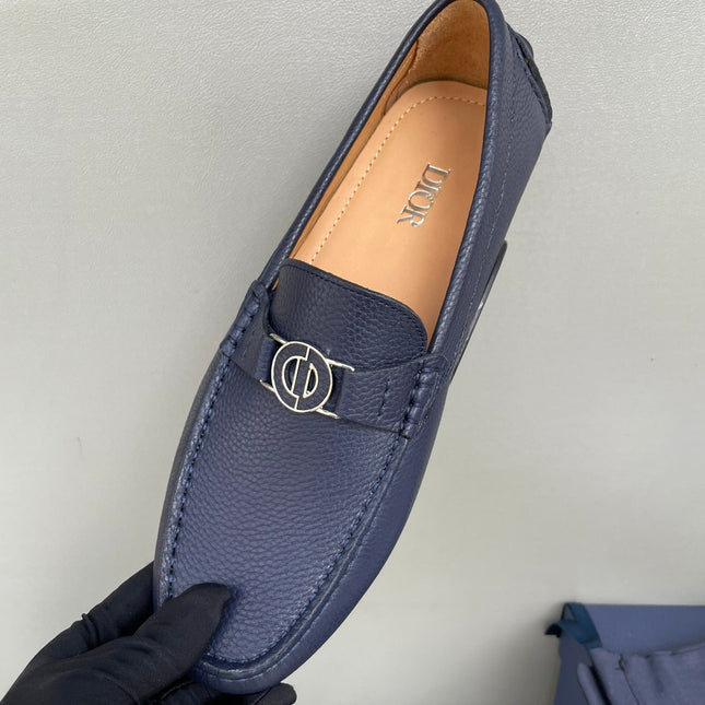 CD JUAL ICON BUCKLE LOAFER NAVY GRAINED CALFSKIN