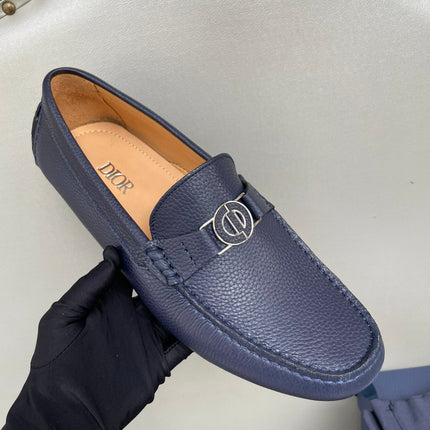 CD JUAL ICON BUCKLE LOAFER NAVY GRAINED CALFSKIN