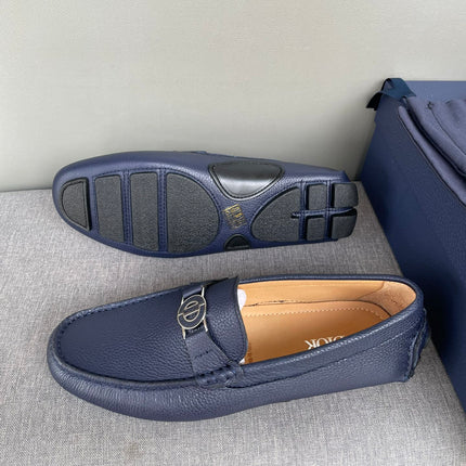 CD JUAL ICON BUCKLE LOAFER NAVY GRAINED CALFSKIN