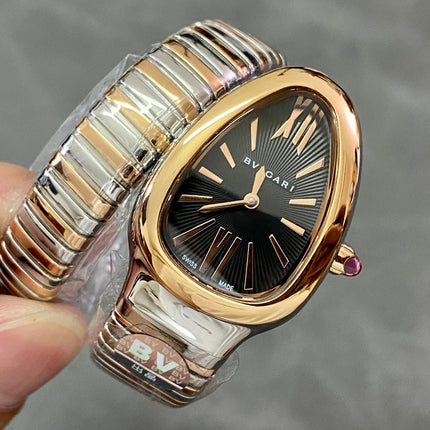 SERPENTI TUBOGAS QUARTZ ROSE GOLD AND STEEL CASE BLACK DIAL