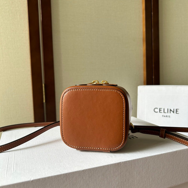 MINI VANITY CASE CUIR TRIOMPHE 9 IN BRONZE BROWN SMOOTH CALFSKIN