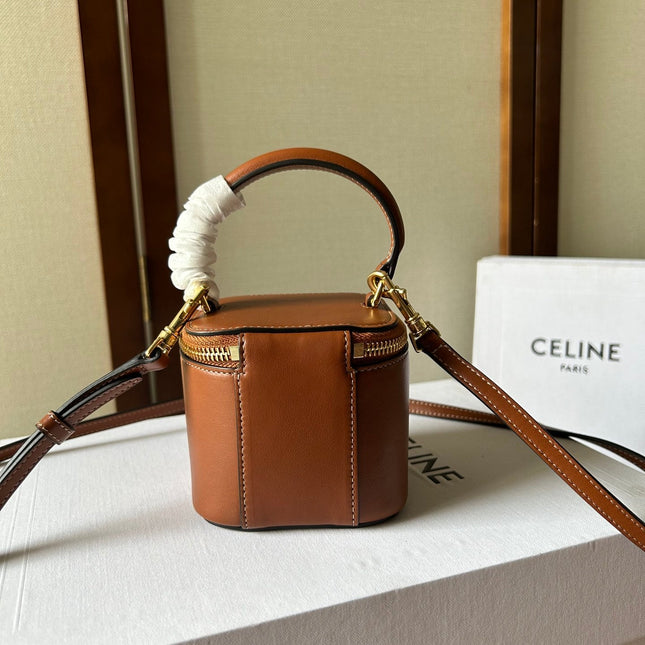 MINI VANITY CASE CUIR TRIOMPHE 9 IN BRONZE BROWN SMOOTH CALFSKIN