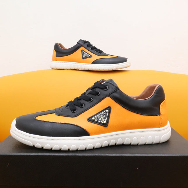 PRA SNEAKER IN BLACK MIX AMBER YELLOW SHEEPSKIN