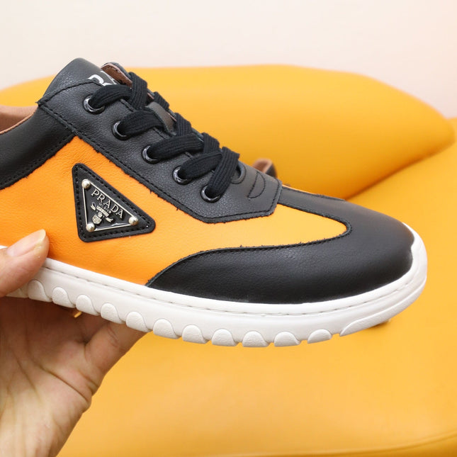 PRA SNEAKER IN BLACK MIX AMBER YELLOW SHEEPSKIN