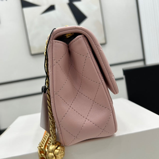 CC SMALL 23 FLAP BAG IN LIGHT PINK CALFSKIN GOLD HARDWARE