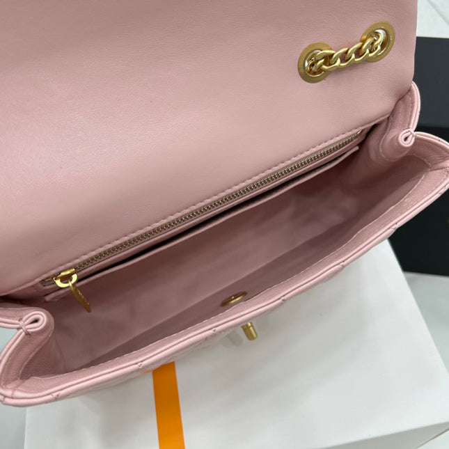 CC SMALL 23 FLAP BAG IN LIGHT PINK CALFSKIN GOLD HARDWARE