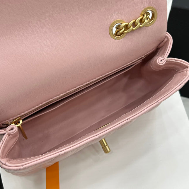 CC SMALL 20 FLAP BAG IN LIGHT PINK CALFSKIN GOLD HARDWARE