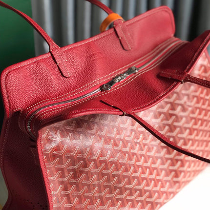 HARDY PM BAG 40 IN RED GOYARDINE CANVAS AND TAURILLON LEATHER TRIM
