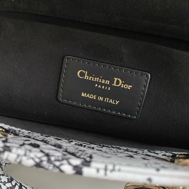 MEDIUM D-JOY 26 BAG IN BLACK WHITE CALFSKIN