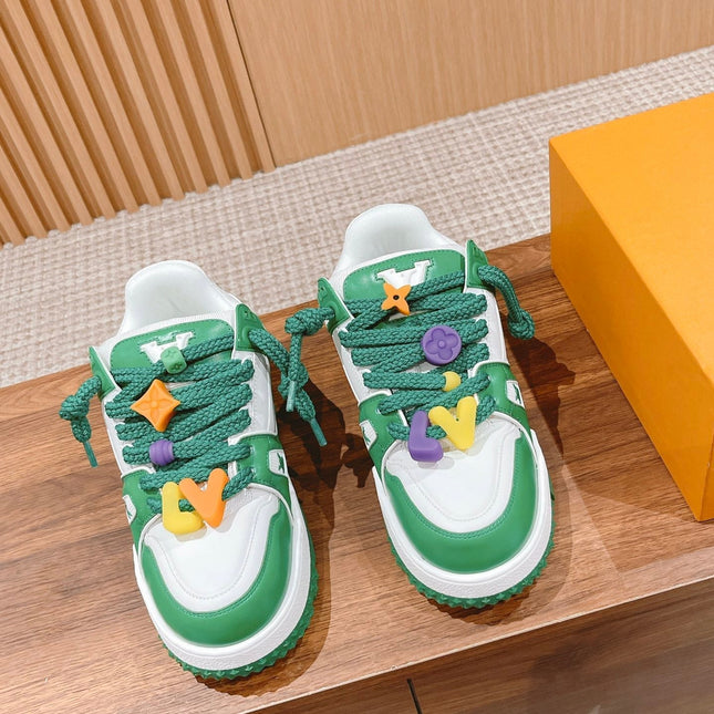 LV Trainer Maxi Sneaker White Mix Green Calfskin