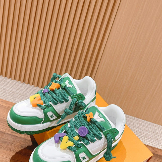 LV Trainer Maxi Sneaker White Mix Green Calfskin