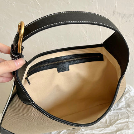 LARGE APHRODITE 47 BAG BEIGE CANVAS AND BLACK CALFSKIN