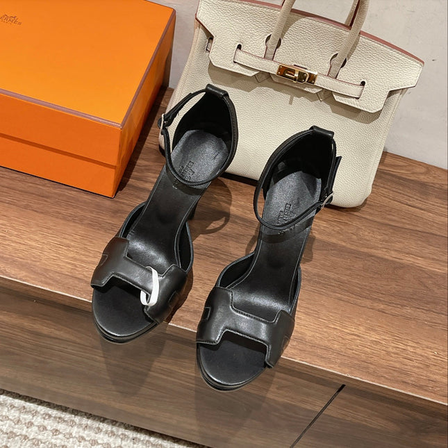 H - CLASSIC SANDAL 125 BLACK LAMBSKIN
