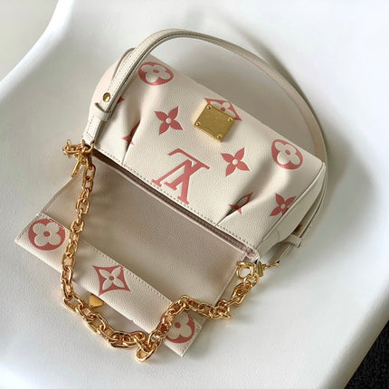 FAVORITE BAG 24 IN BEIGE MIX PINK MONOGRAM SOFT GRAINED COWHIDE