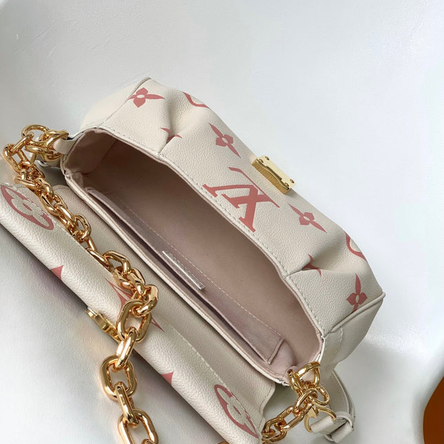 FAVORITE BAG 24 IN BEIGE MIX PINK MONOGRAM SOFT GRAINED COWHIDE