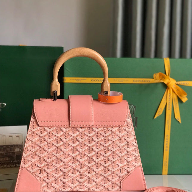 SAÏGON PM BAG 28 IN BABY PINK GOYARDINE CANVAS AND CALFSKIN
