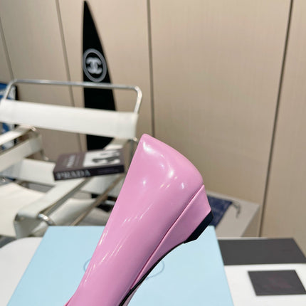 BALLET FLATS POINTED TOE IN PINK SHINY CALFSKIN ATTACHED FLOWERS