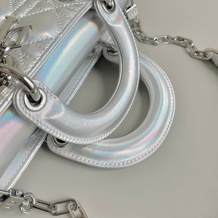 D-JOY BAG 22 IN SILVER LAMBSKIN