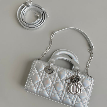 D-JOY BAG 22 IN SILVER LAMBSKIN