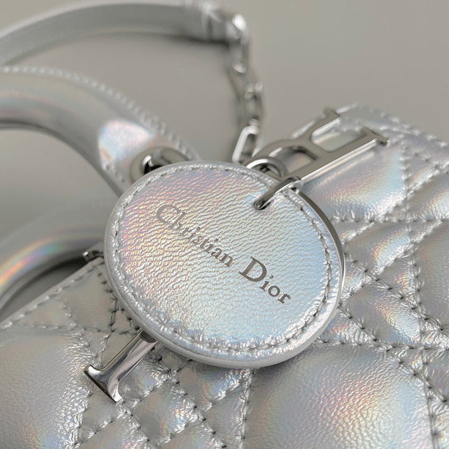 D-JOY BAG 22 IN SILVER LAMBSKIN