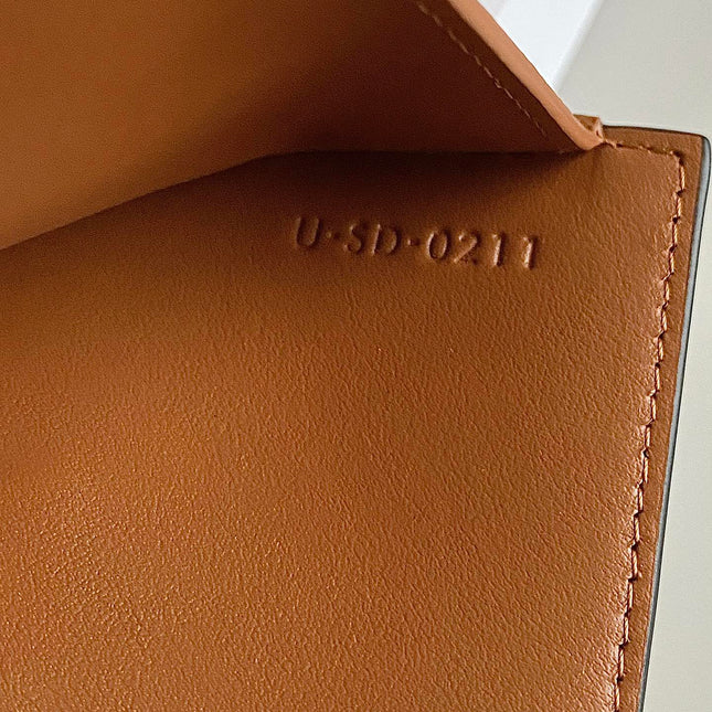 TRIPHOME 10 TRIFOLD WALLET CALFSKIN OLD FLOWER BROWN