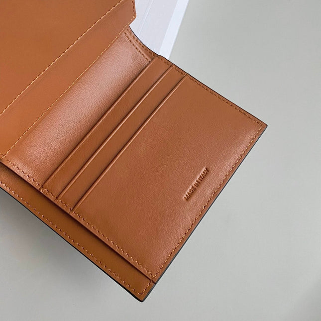 TRIPHOME 10 TRIFOLD WALLET CALFSKIN OLD FLOWER BROWN