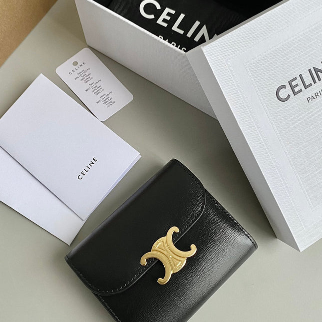 TRIPHOME 10 TRIFOLD WALLET CALFSKIN BLACK