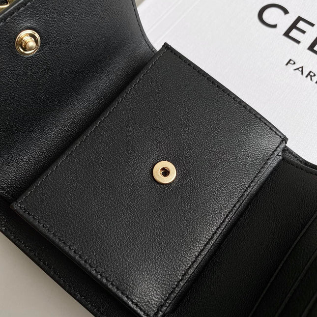 TRIPHOME 10 TRIFOLD WALLET CALFSKIN BLACK