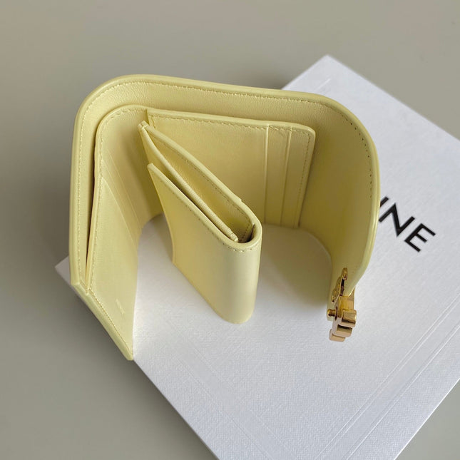 TRIPHOME 10 TRIFOLD WALLET CALFSKIN YELLOW PASTEL