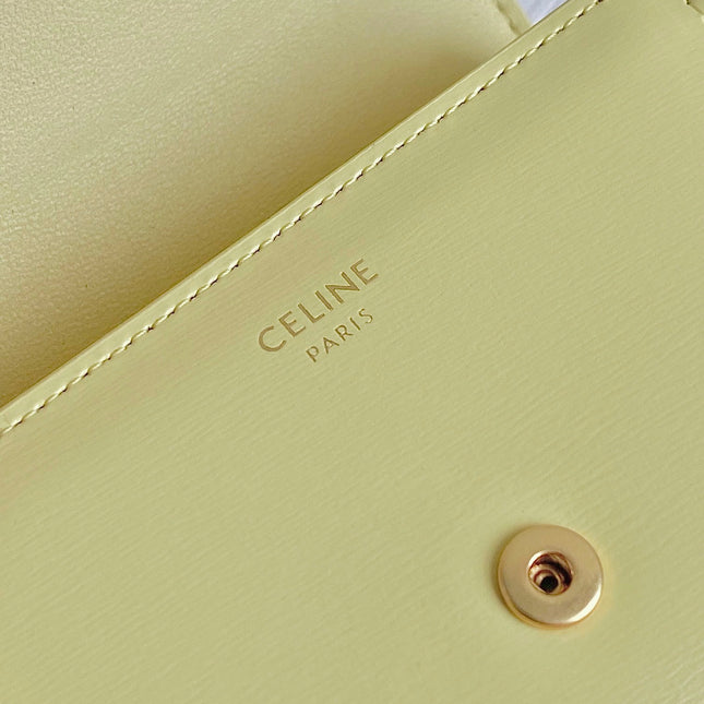 TRIPHOME 10 TRIFOLD WALLET CALFSKIN YELLOW PASTEL