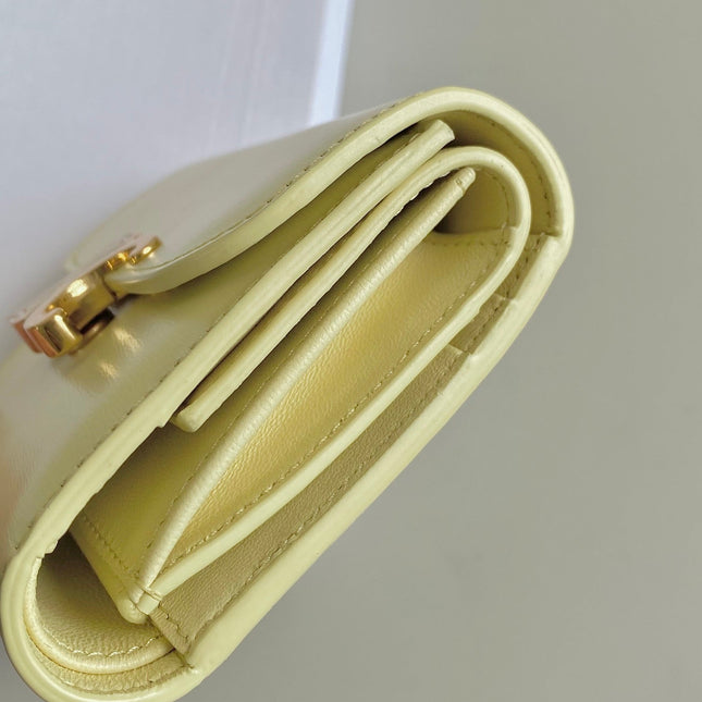 TRIPHOME 10 TRIFOLD WALLET CALFSKIN YELLOW PASTEL