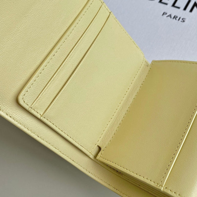 TRIPHOME 10 TRIFOLD WALLET CALFSKIN YELLOW PASTEL