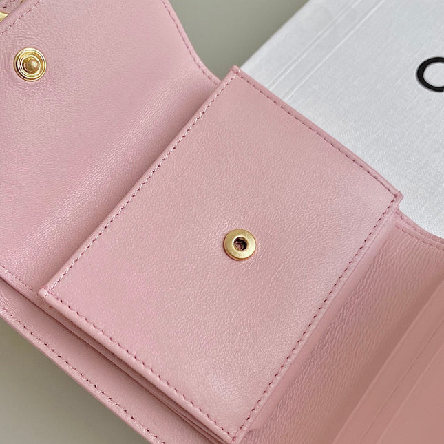 TRIPHOME 10 TRIFOLD WALLET CALFSKIN PINK PASTEL